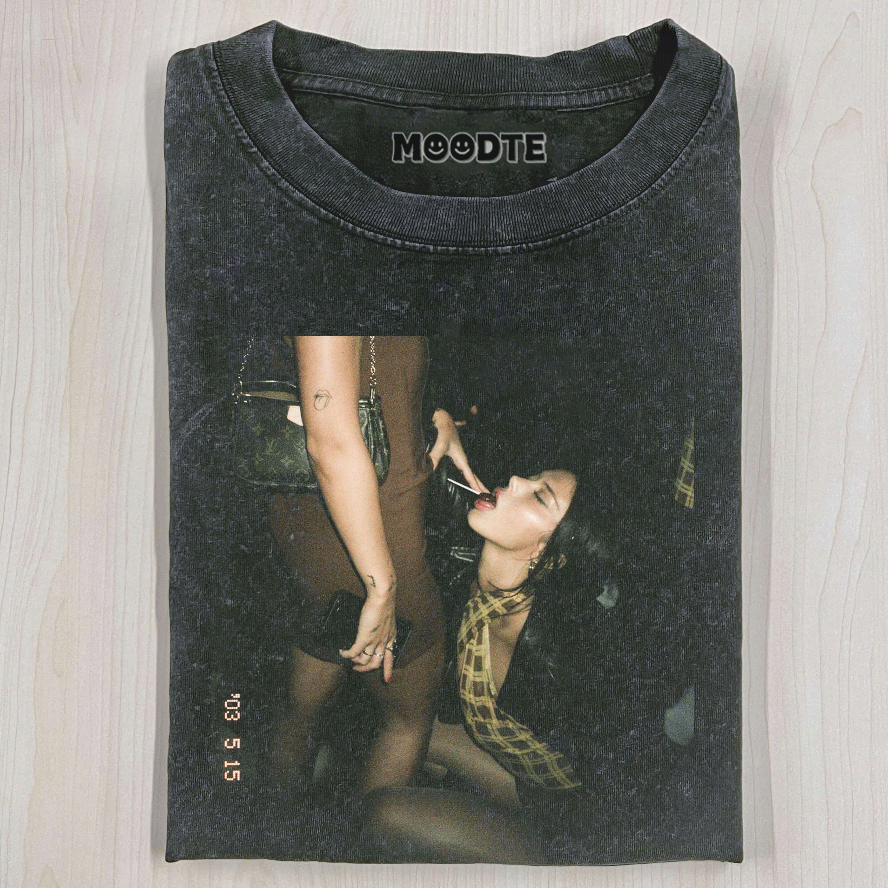 WOMAN EATING LOLLIPOP T-SHIRT